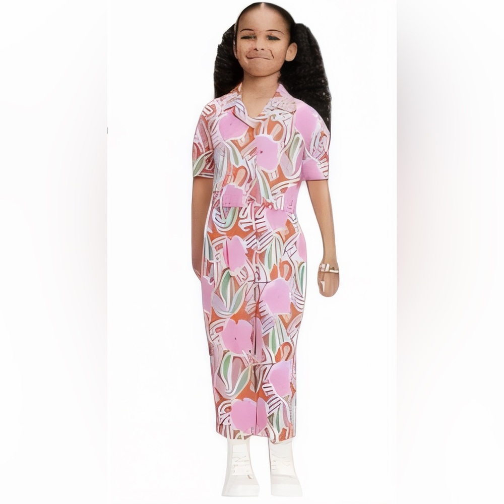 Diane Von Furstenberg Kids Floral Short Sleeves Jumpsuit XL/14